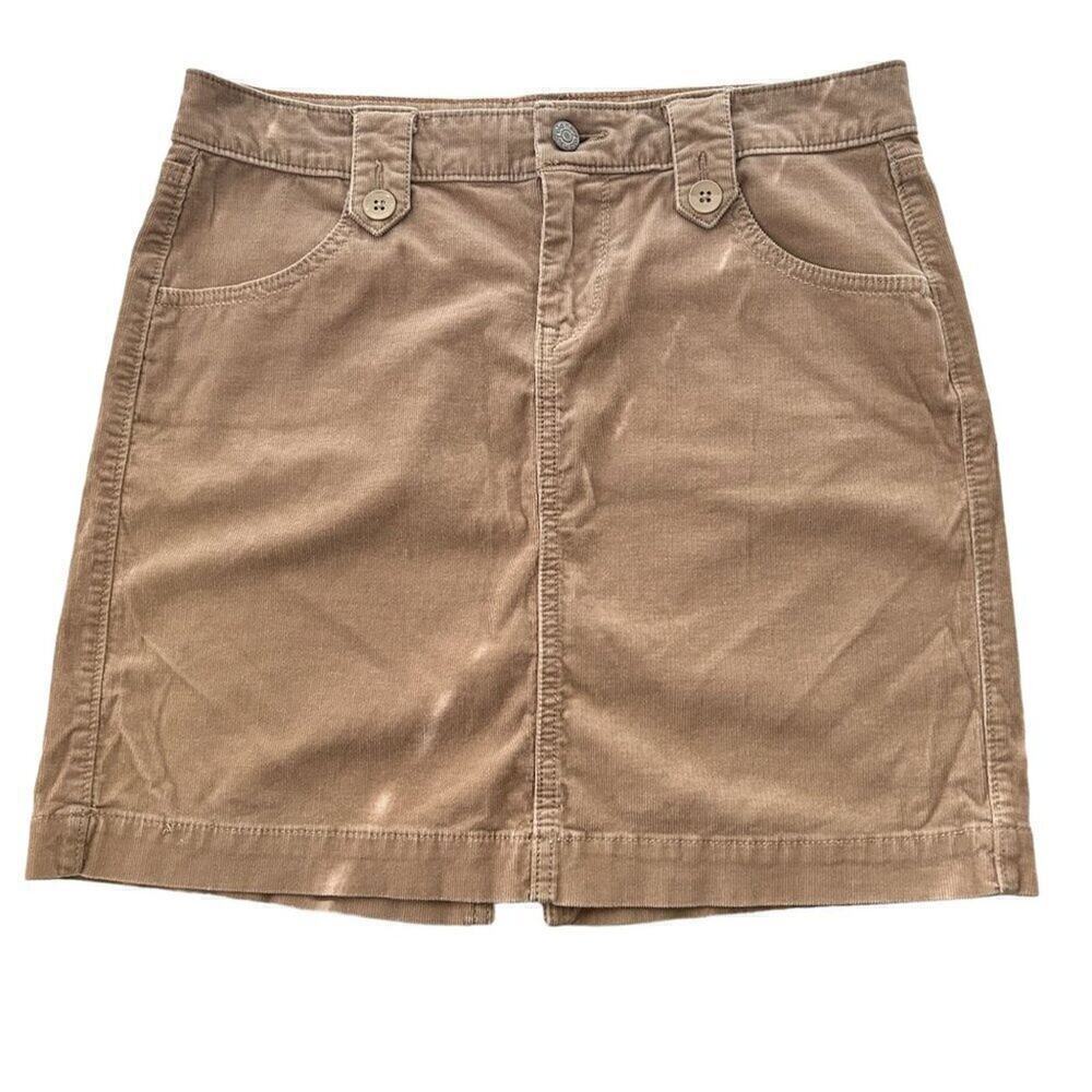 Old Navy Women's Classic Flannel Corcory Skirt Size 4 Tan 4 Pockets See Photos